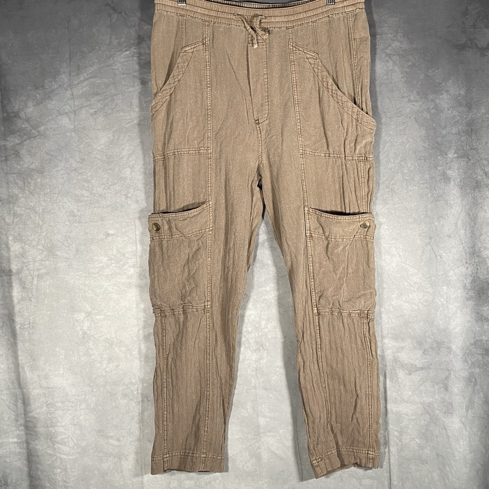 Free People Feelin' Good Linen Blend Women's M Utility Cargo Pants Drawstring